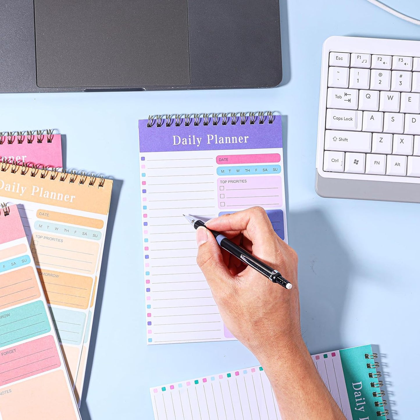 Molain 10 Pack Daily To Do List Notepad, Beautiful To Do List Note Pads Set 5" x 8" 30 Sheets Spiral Planner Checklist Notebook Work Notepads for Easy Daily Planning, Office Desk Supplies for Women