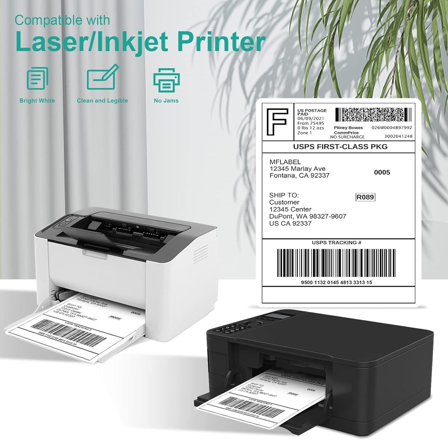 MFLABEL Full Sheet Sticker Label, Address Sticker, White Matte Label Paper, 8-1/2" x 11" Shipping Labels for Laser & Inkjet Printer (2500 Labels, 2500 Sheets)