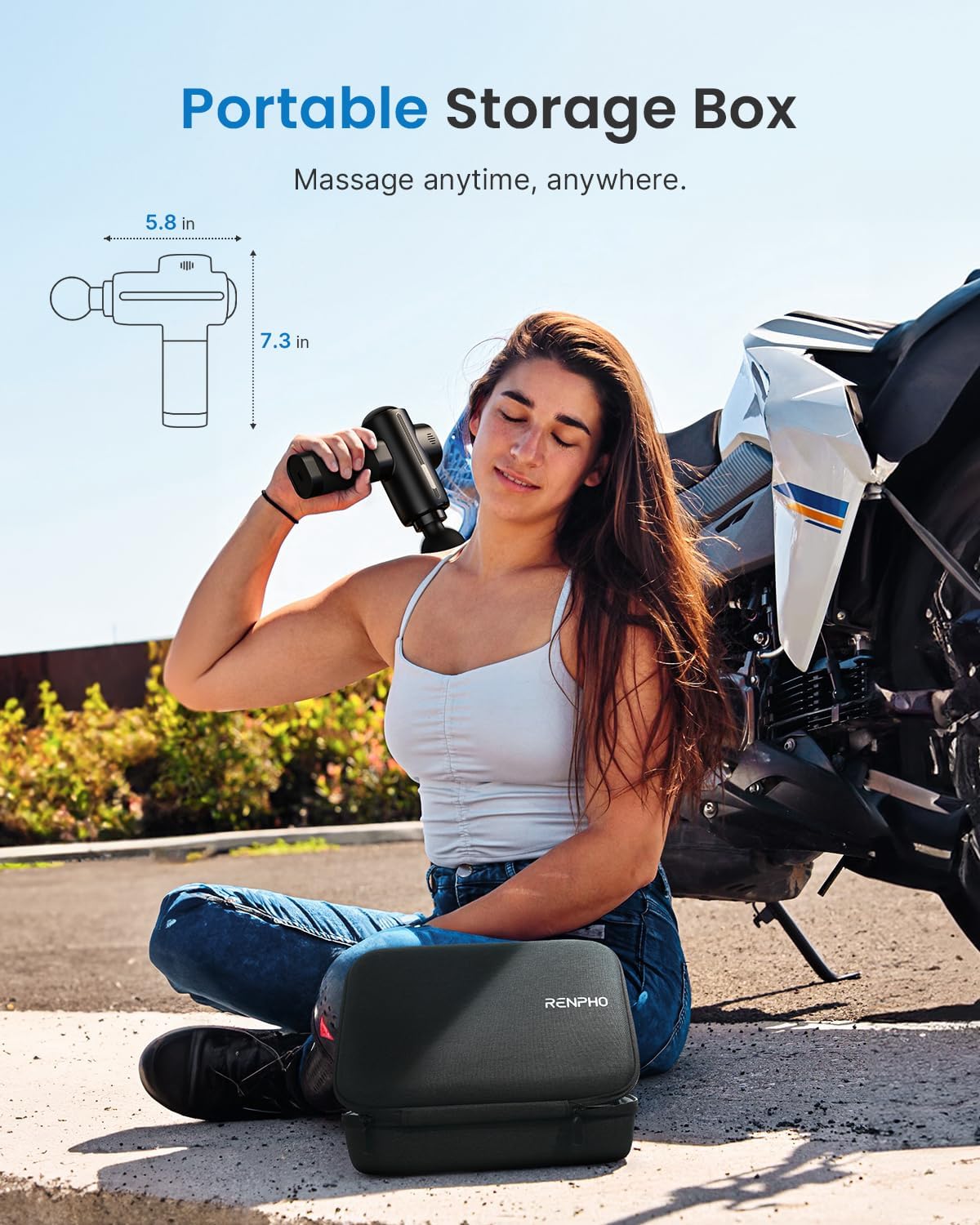 RENPHO Active 2 Massage Gun Deep Tissue, Fathers Day Dad Gifts, Percussion Handheld Neck Massager FSA Eligible, Electric Mini Back Massagers with Carry Case for Athletes Men Women, HSA