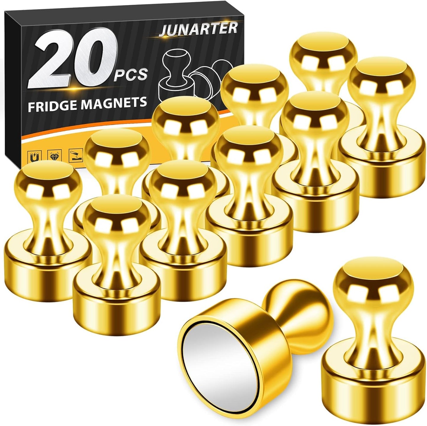 20 Pack Refrigerator Magnets - Magnetic Push Pins, Perfect for Whiteboard, Map, Office, Fridge & Kitchen Use