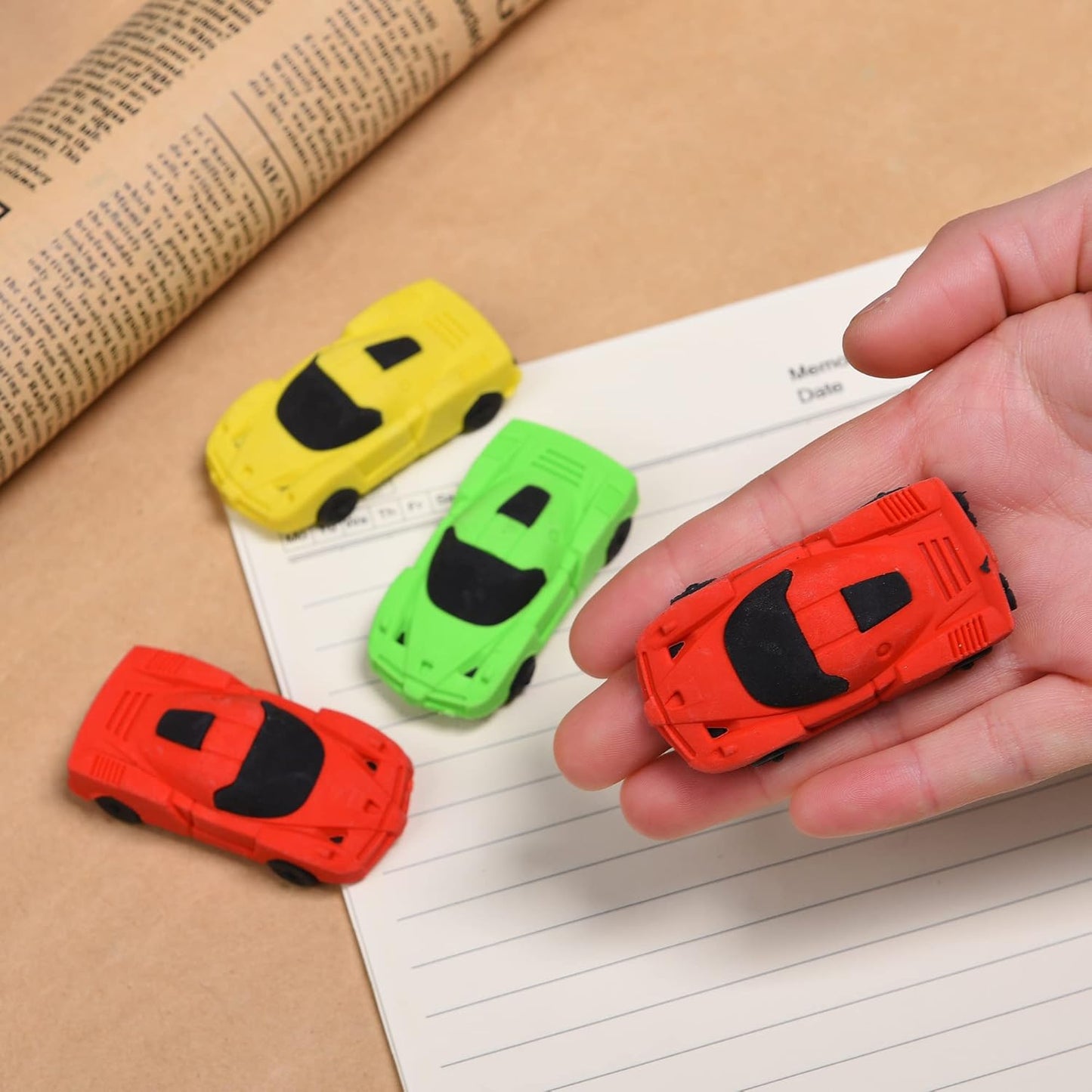 MGTECH Car Erasers for Kids, 12Pcs 3D Mini Vehicle Puzzle Take Apart Erasers for Party Favors Classroom Rewards
