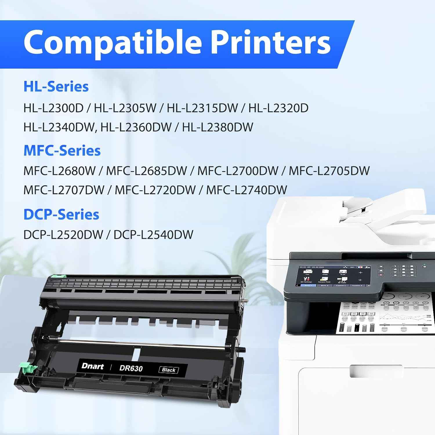 Compatible DR630 Drum Unit (Not Toner) Replacement for Brother DR630 DR-630 for HL-L2300D HL-L2380DW MFC-L2700DW MFC-L2740DW DCP-L2540DW Printer (1 Pack)
