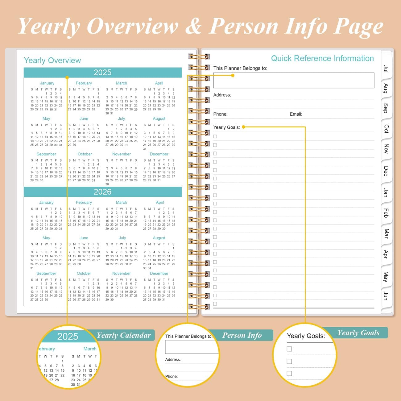 2025-2026 Appointment Book & Planner - 2025-2026 Daily Hourly Planner from July 2025 - June 2026, Weekly Appointment Book with 30-Minute Interval, Medium 6.4" x 8.5", Rose Leaf
