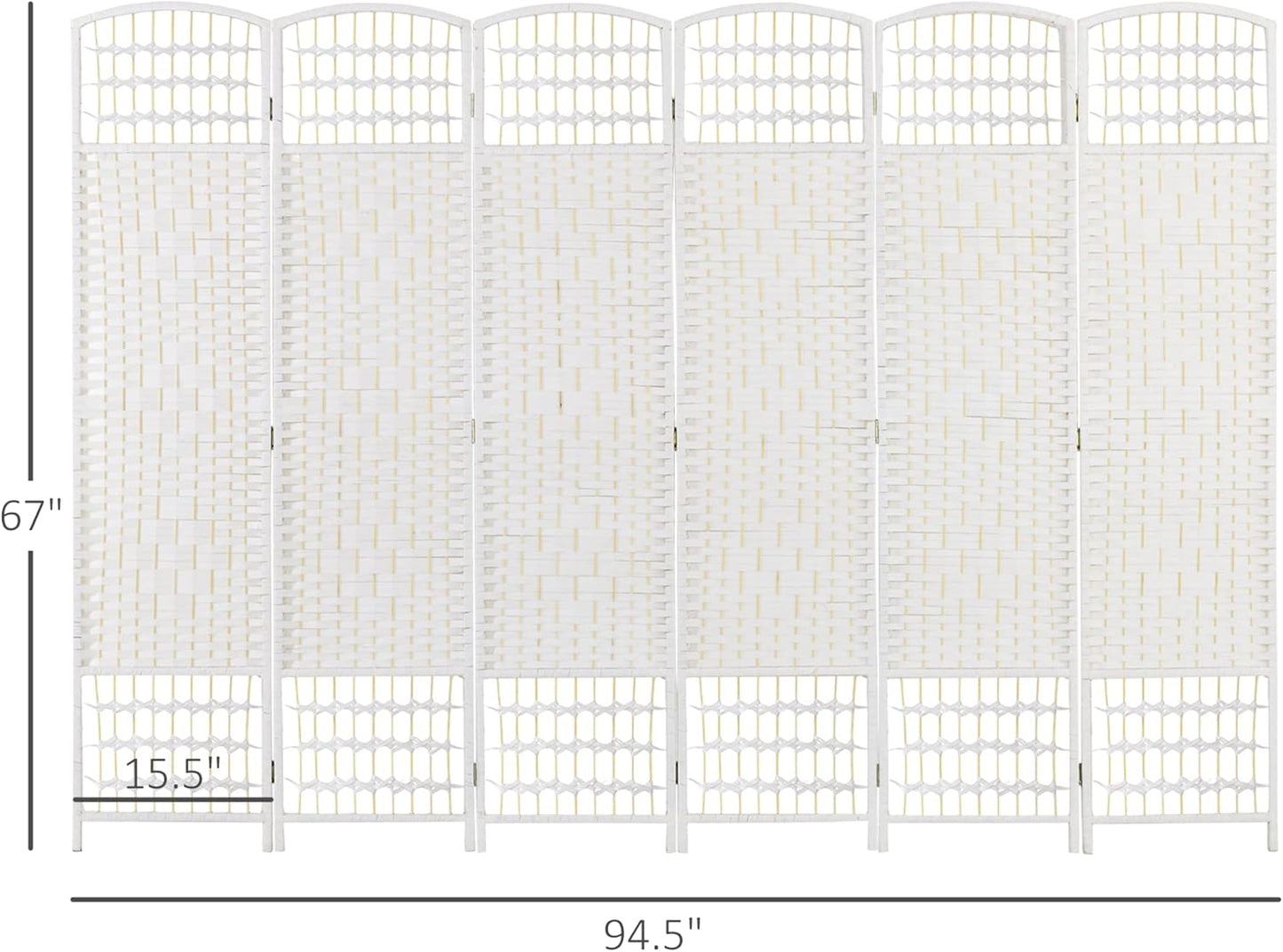 NicBex Room Divider 6 Panel Room Dividers with Woven Paper Design Partition Room Dividers and Folding Privacy Screens 5.6 FT Wall Divider for Office, Room Separation,94.5" W x 0.5" D x 67" H, White - Lumora Desk