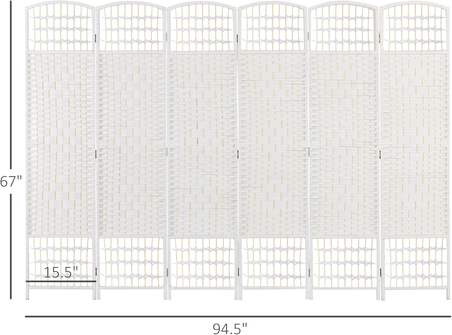 NicBex Room Divider 6 Panel Room Dividers with Woven Paper Design Partition Room Dividers and Folding Privacy Screens 5.6 FT Wall Divider for Office, Room Separation,94.5" W x 0.5" D x 67" H, White - Lumora Desk