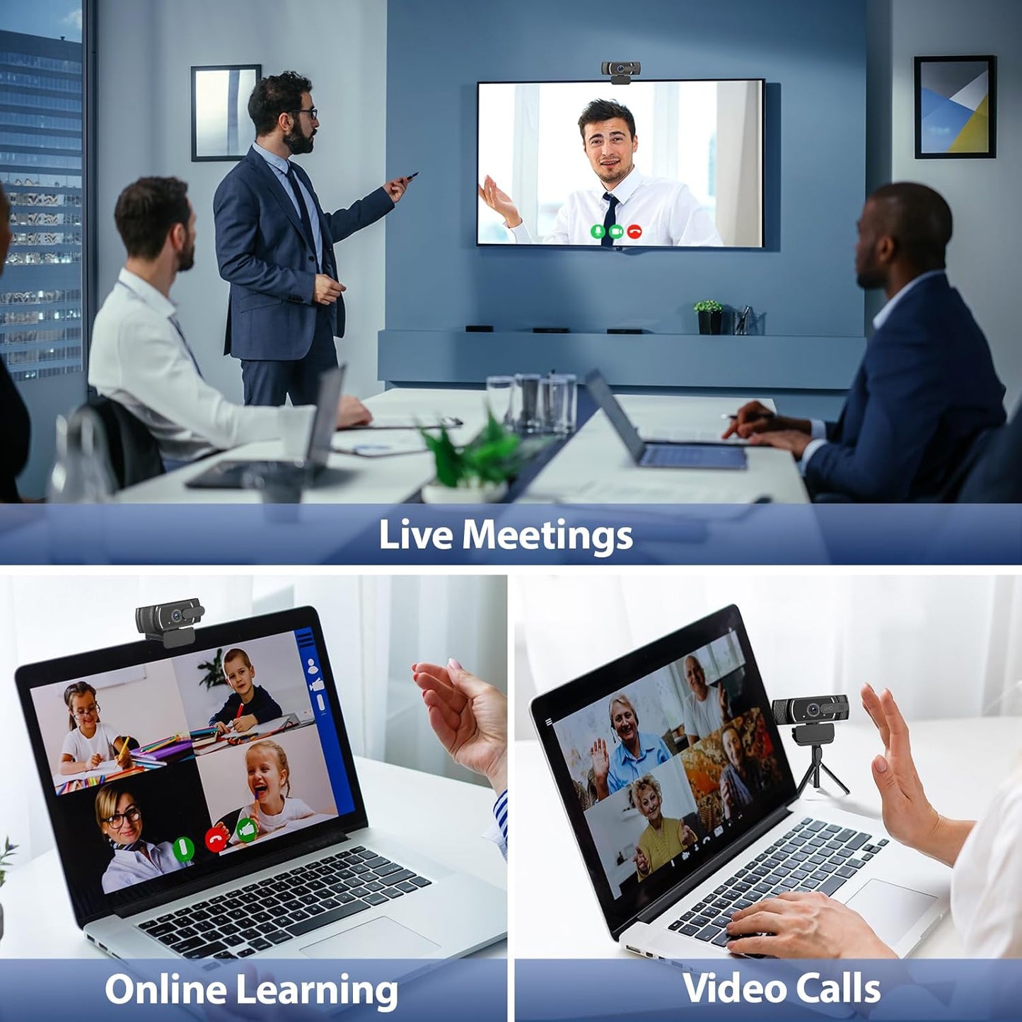 4K Webcam for PC & Mac, Tiny USB Streaming Camera with PDAF Autofocus, Dual Omnidirectional Noise-Canceling Microphones, Auto Low-Light Correction, Works with Zoom, Teams, Google Meet & Twitch