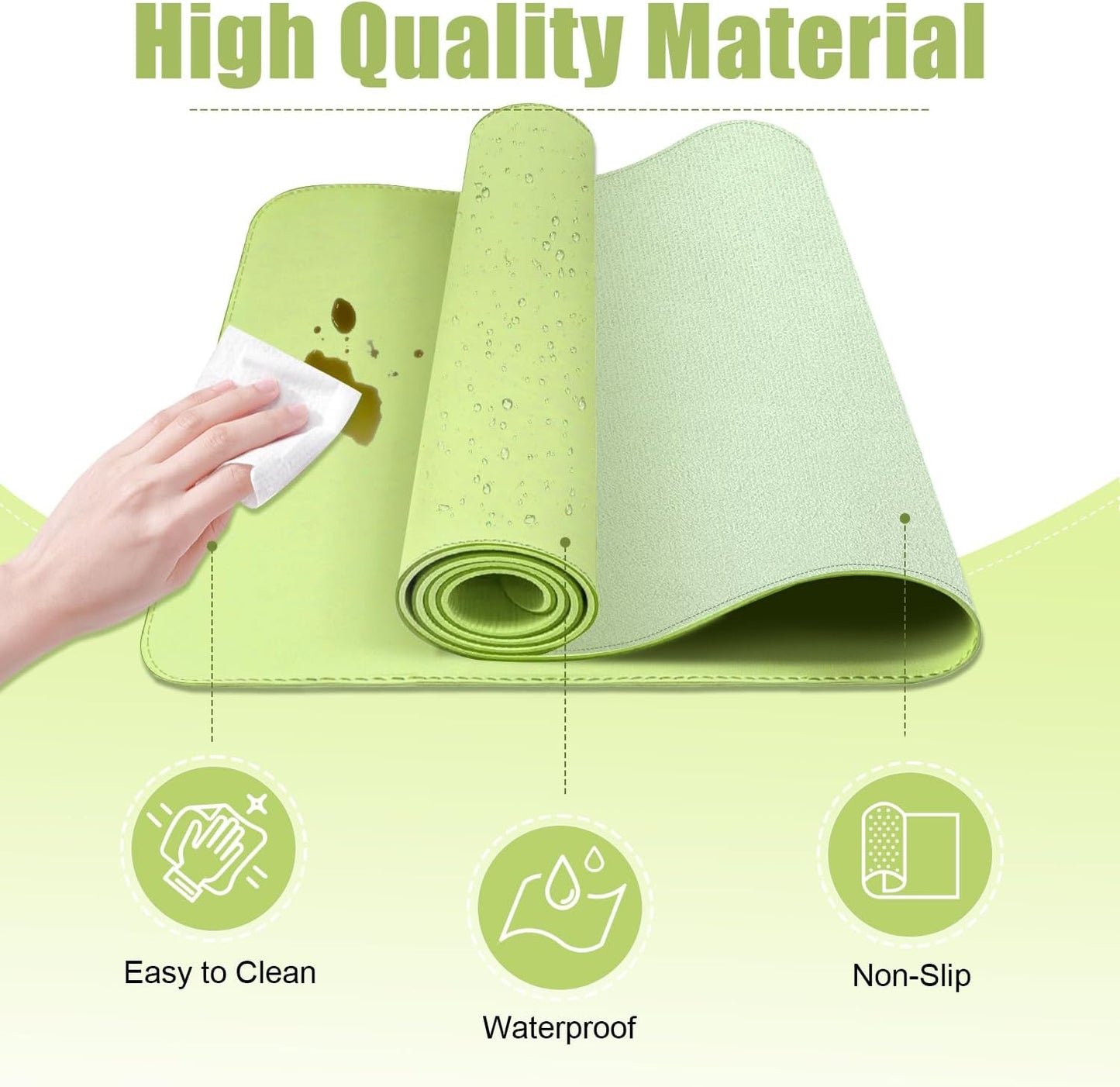 Matcha Green Leather Desk Pad Protector, 47.2'' x 23.6'', Suede Base Non-Slip Office Mat, Waterproof Writing Pad for Home and Office