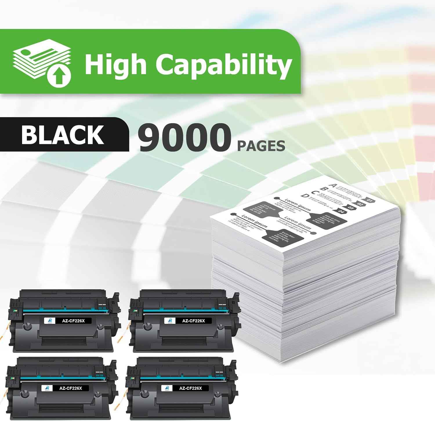 Aztech 26X CF226X Toner Cartridge Compatible Replacement for HP 26X CF226X 26A CF226A for HP LaserJet Pro M402n M402dw M402dn Pro MFP M426fdw M426fdn M426dw Printer (Black 4-Pack)