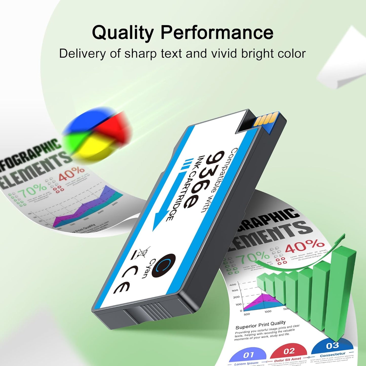 936XL 936e 936 Ink Cartridges for HP Printers Replacement for HP 936 Ink Cartridges Combo Pack Work for HP OfficeJet Pro 9125e 9135e 9720e 9730e 9120e 9130e 9130b Printer 4-Pack High Yield 6C3Z5LN