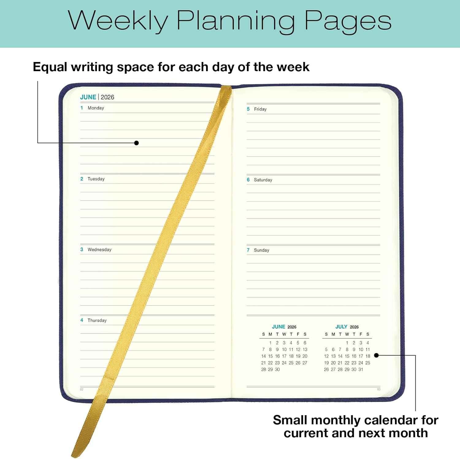 2026 Textured Cover Weekly Monthly Pocket Planner/Pocket Calendar, 6.75"x3.4": 14 Months (November 2025 - December 2026) / 2026 Calendar / 2026 Weekly Calendar/Weekly Planner Organizer (Navy)