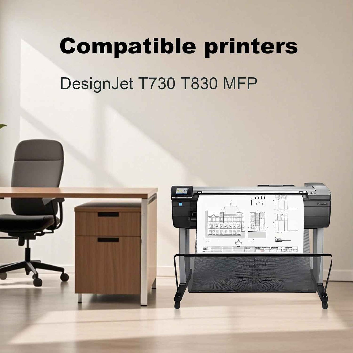 High Yield 728 XL 728XL Ink Tank Replacement Set for HP 728 Ink Cartridges for DesignJet T730 T830 MFP Large Format Plotter Printer F9J68A F9K17A F9K16A F9K15A (4 Pack, BK, C, M, Y)