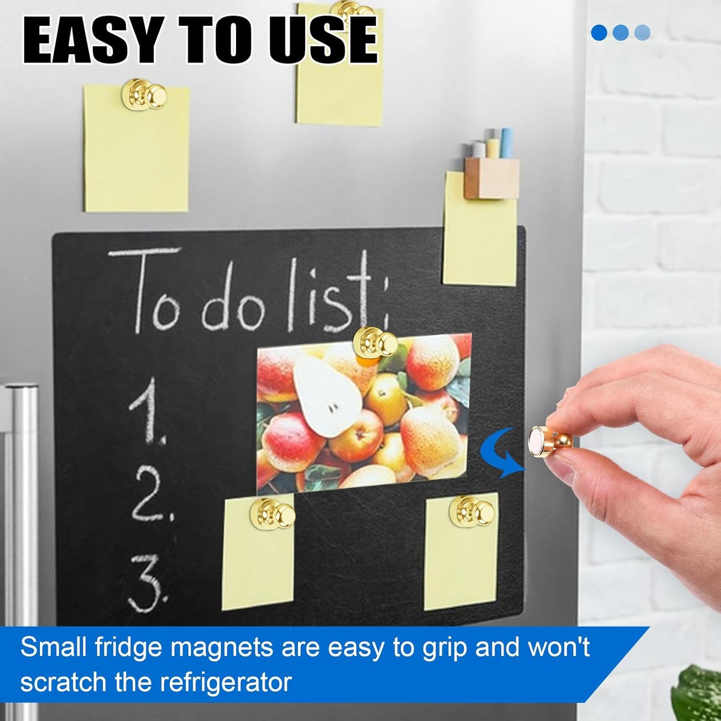LOVIMAG Gold Fridge Magnets, 16 PCS Refrigerator Magnets - Strong Neodymium Metal Push Pin Magnet for Whiteboard, Kitchen, Office, Locker