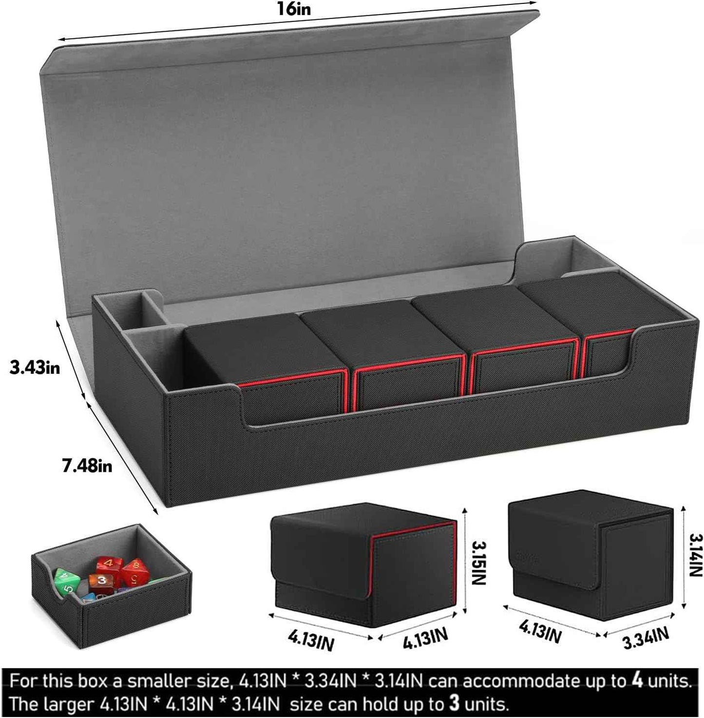 Premium Trading Card Storage Case TCG Deck Box Holds 800+ Sleeved Cards for MTG, YuGiOh, Uno, Sport with Strong Magnet Closure (Black)