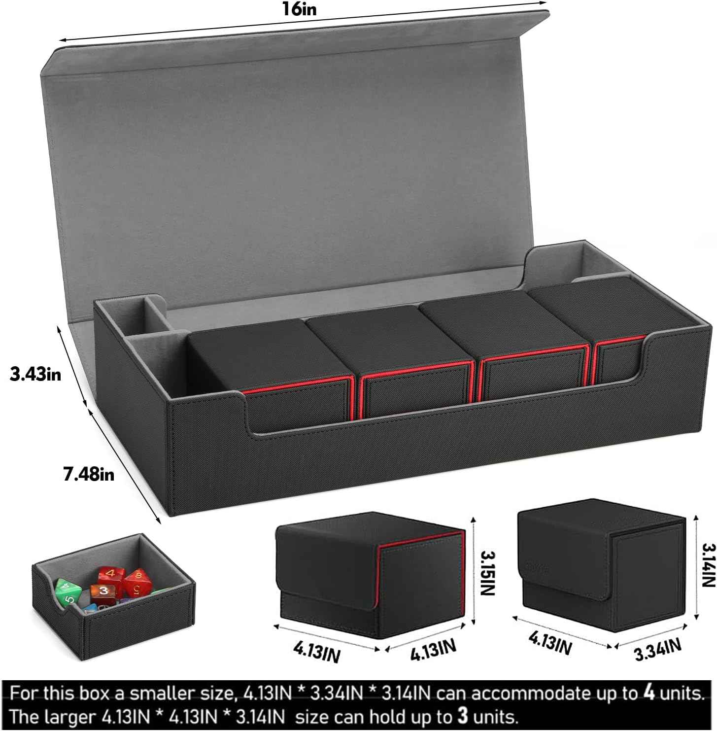 Premium Trading Card Storage Case TCG Deck Box Holds 800+ Sleeved Cards for MTG, YuGiOh, Uno, Sport with Strong Magnet Closure (Black)