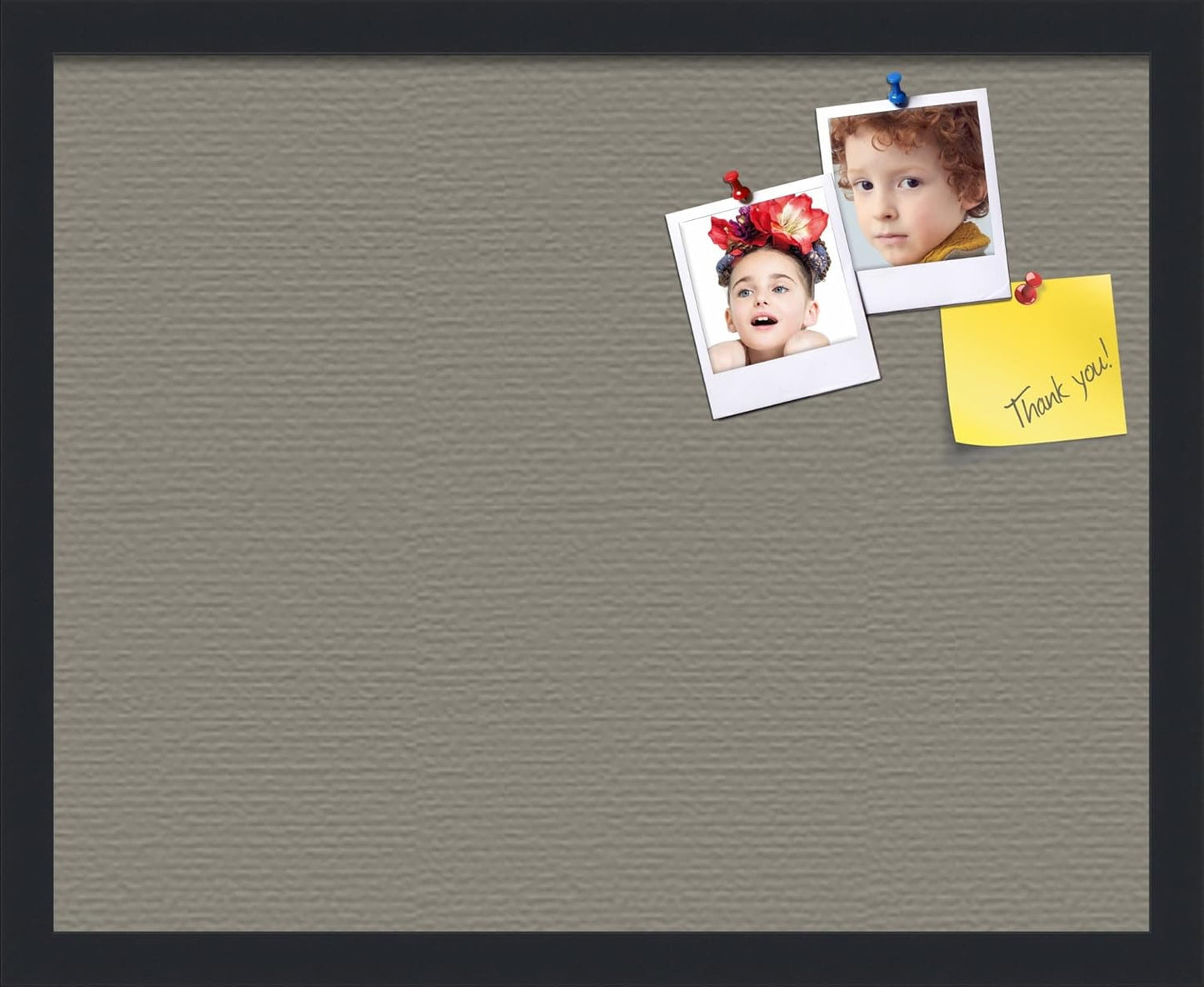 PinPix 20x16 Inch Cork Bulletin Board. This Decorative Framed Pin Board Comes with Pewter Design and a Satin Black Frame. Ideal for Home Office Decor or Message Board (PinPix-1812)