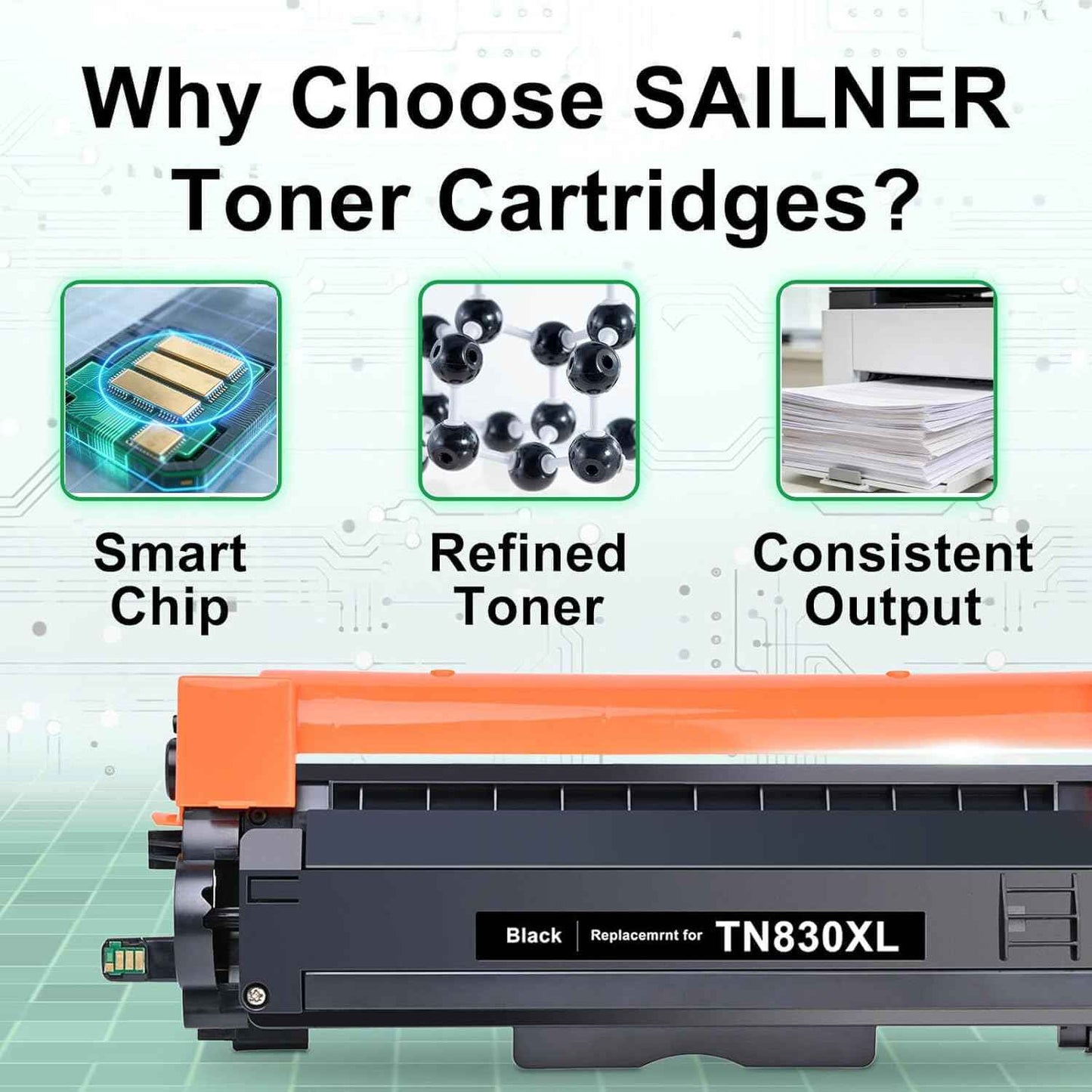 TN830XL Compatible Toner Cartridge Replacement for Brother TN830XL TN-830XL TN-830 Toner Compatible with Brother DCP-L2640DW HL-L2405W HL-L2460DW HL-L2480DW MFC-L2820DW HL-L2400D Printer (2 Black)
