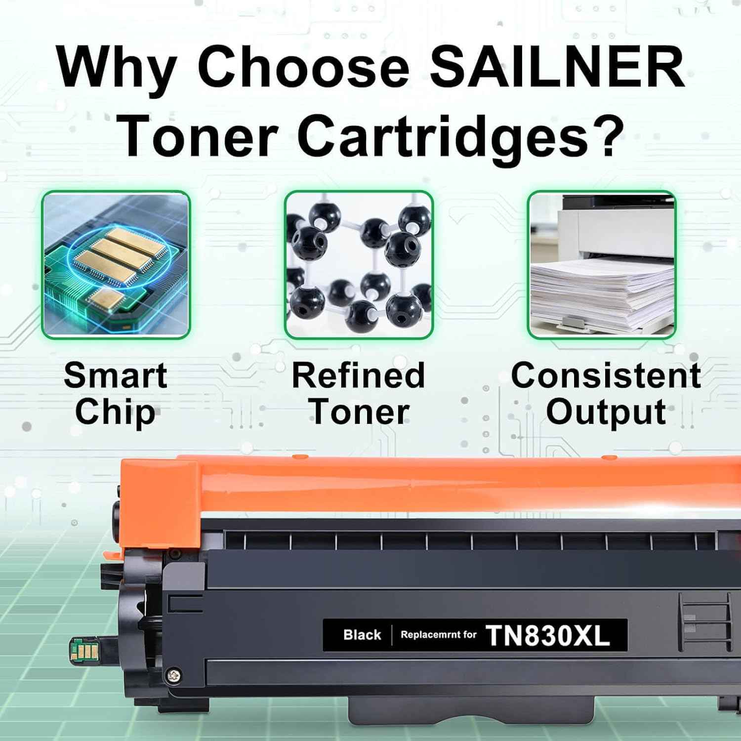 TN830XL Compatible Toner Cartridge Replacement for Brother TN830XL TN-830XL TN-830 Toner Compatible with Brother DCP-L2640DW HL-L2405W HL-L2460DW HL-L2480DW MFC-L2820DW HL-L2400D Printer (2 Black)