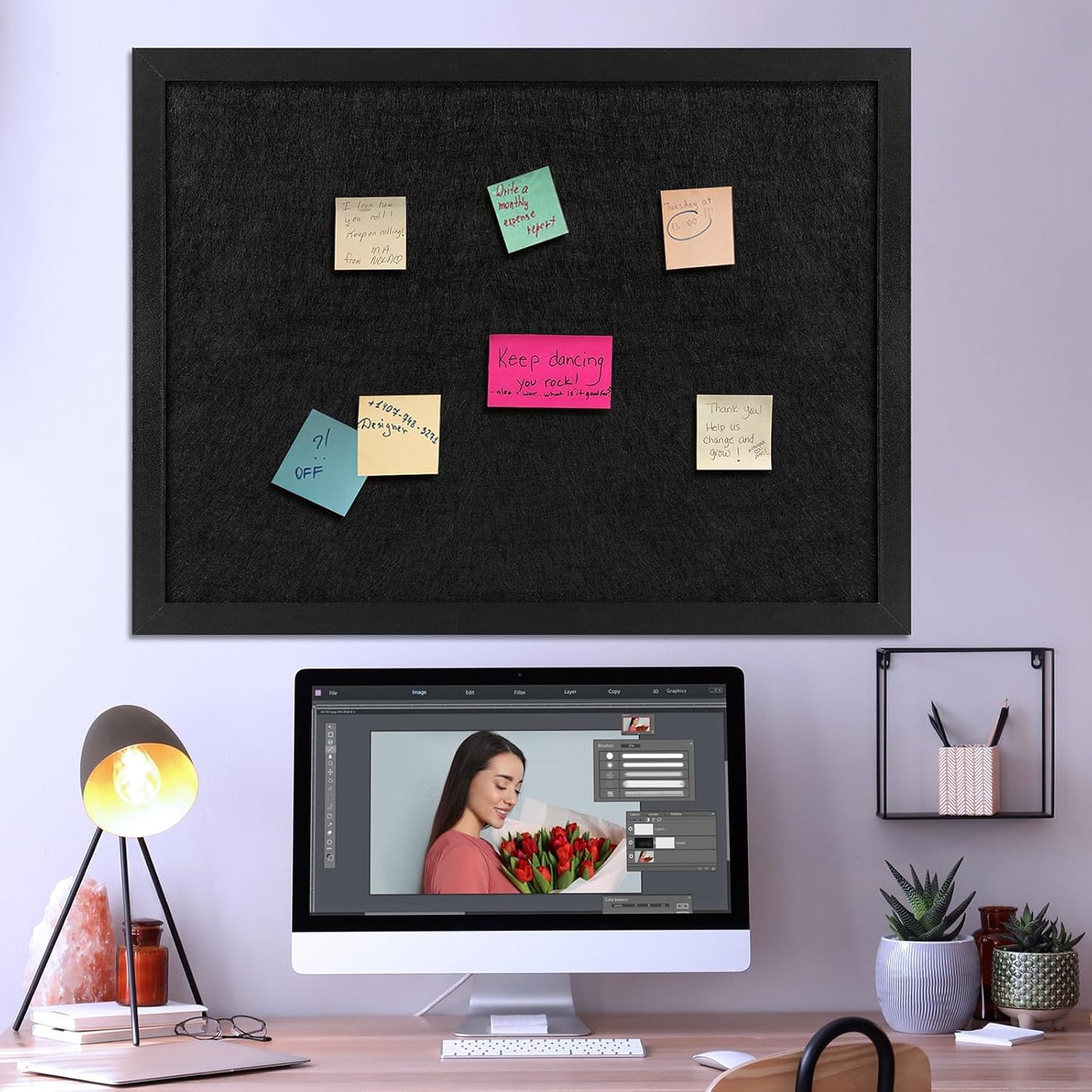TORASO Cork Board Bulletin Board, 23.5" X 35.5" Cork Boards for Walls with Pins, Eye Bolts, gaskets, Screws, Pin Board for Office, School and Home (BK,60x90cm,1p) - Lumora Desk