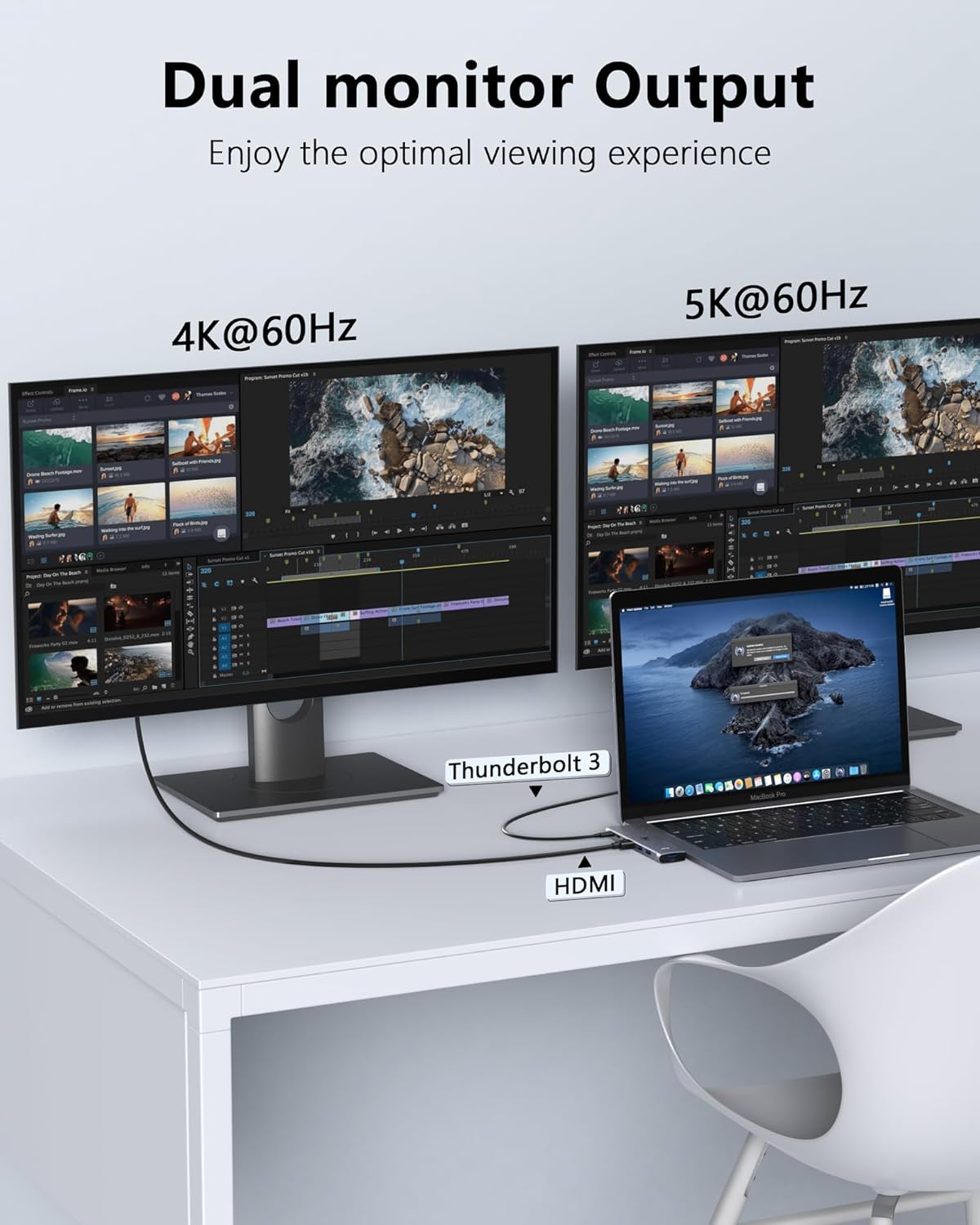 USB C Hub Adapter for MacBook Pro/Air M1M2M3 2022 2021 2020 13"15"16",Multiport MacBook Adapter MacBook Accessories with 4K HDMI,3USB3.0,Audio,100W Thunderbolt-Enabled USB-C,Support MagSafe 3 Charging