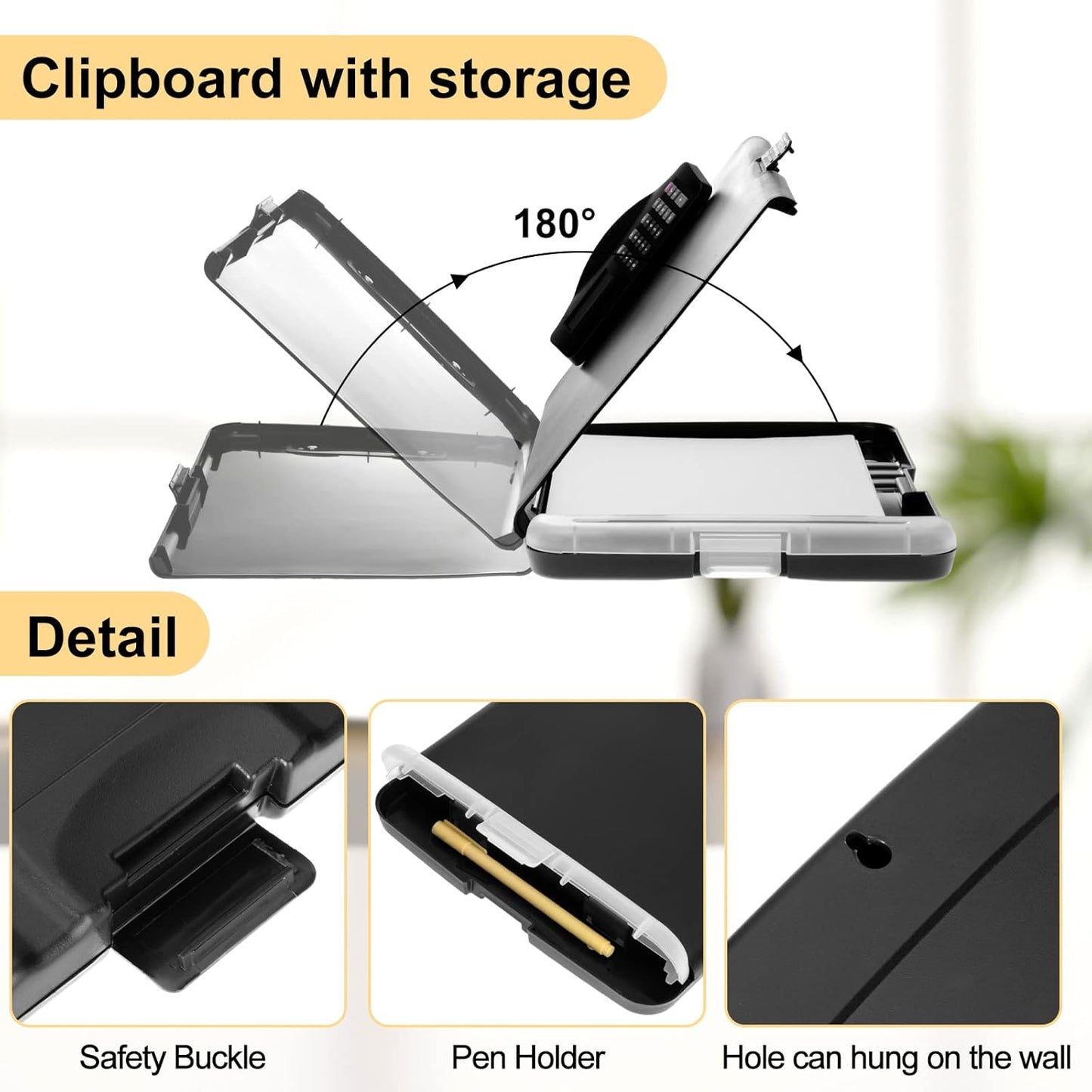 Geyoga 4 Packs Calculator Clipboard with Storage 14 x 10 x 2.6 Inches File Folder Plastic Storage Clipboard Letter Size File Folder with Low Profile Clip for School Classroom Office