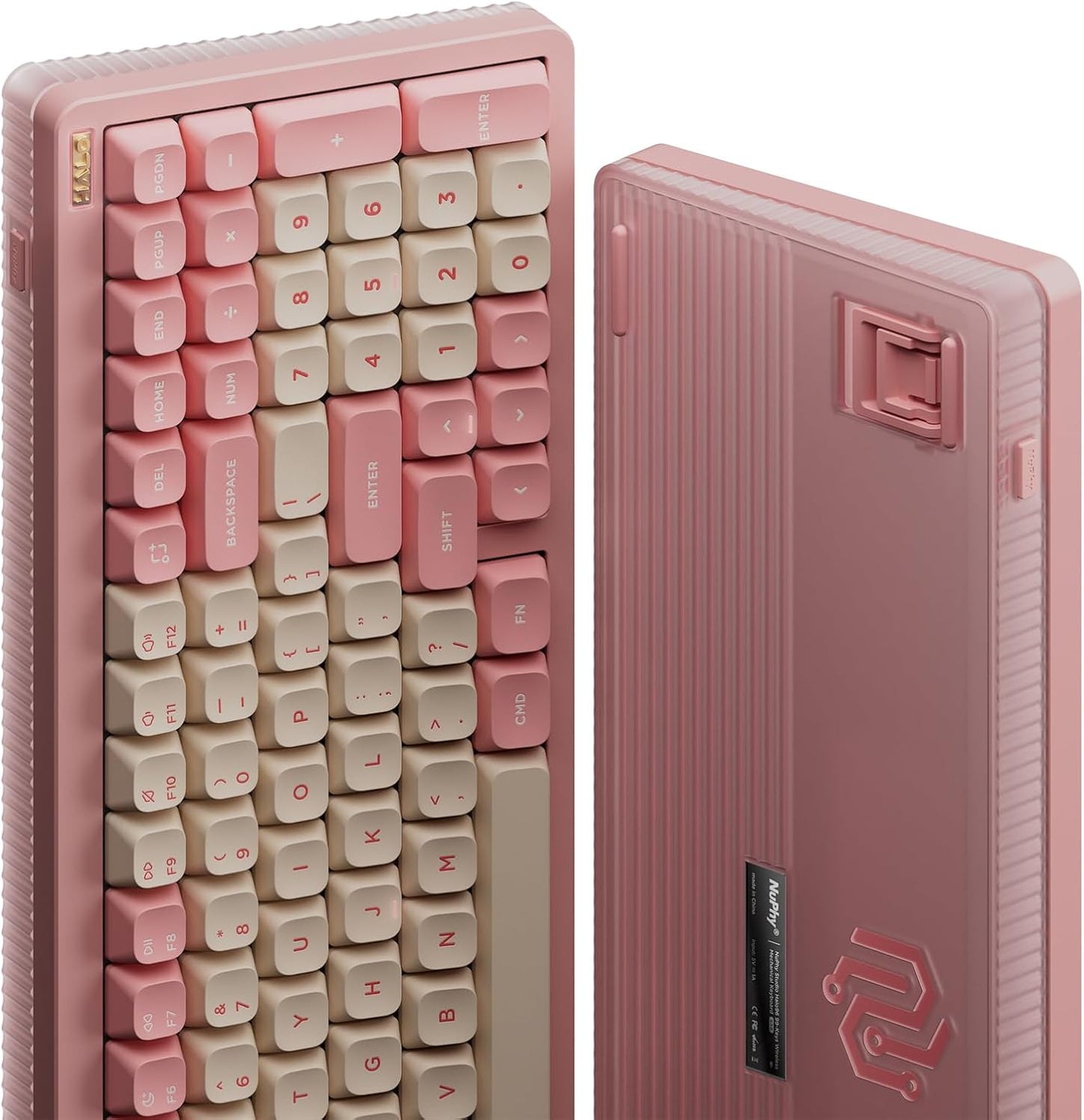 nuphy Halo96 V2 Wireless Keyboard,Gasket Structure,96% Hot Swappable Gaming Keyboard, 99 Kyes RGB Backlit Mechanical Keyboard, Support QMK/VIA,Bluetooth/USB-C/2.4GHz-Pink,Lemon Switches (55gf)