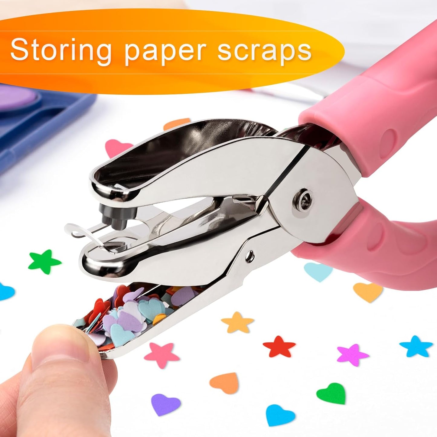 2 Pack Handheld Hole Paper Punch Kit,Single Hole Punch, Heart and Star Hole Punch
