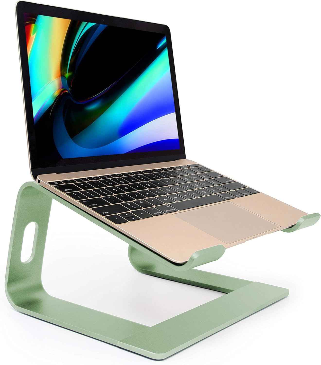 Ergonomic Aluminum Laptop Mount - Adjustable Computer Stand for MacBook Pro/Air HP Lenovo Samsung Dell - Fits 10-17.3" Laptops (Apple Green)