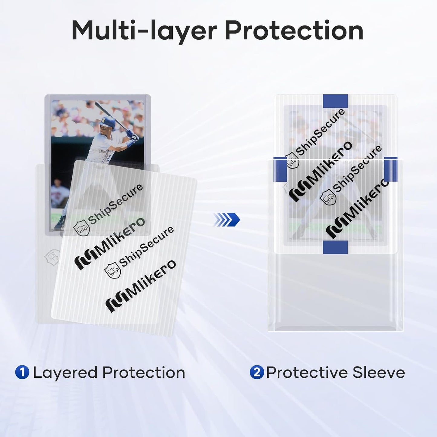 120 Pack Trading Card Shipping Protectors, 3.5'' x 4.5'' Plastic Card Protector with Tape Rolls for Mailing Sports Cards