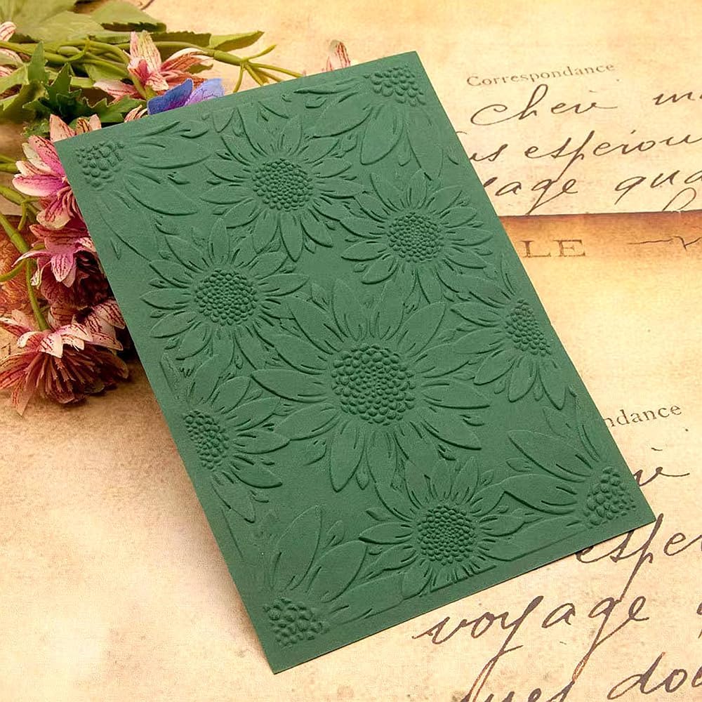 3D Plastic Embossing Folder Template Stereoscopic Sunflower Texture 5x7 Inch for Card Making DIY Scrapbooking Paper Crafting Handmade Crafts Scrapbooking Arts Supplies Scrapbook Decor