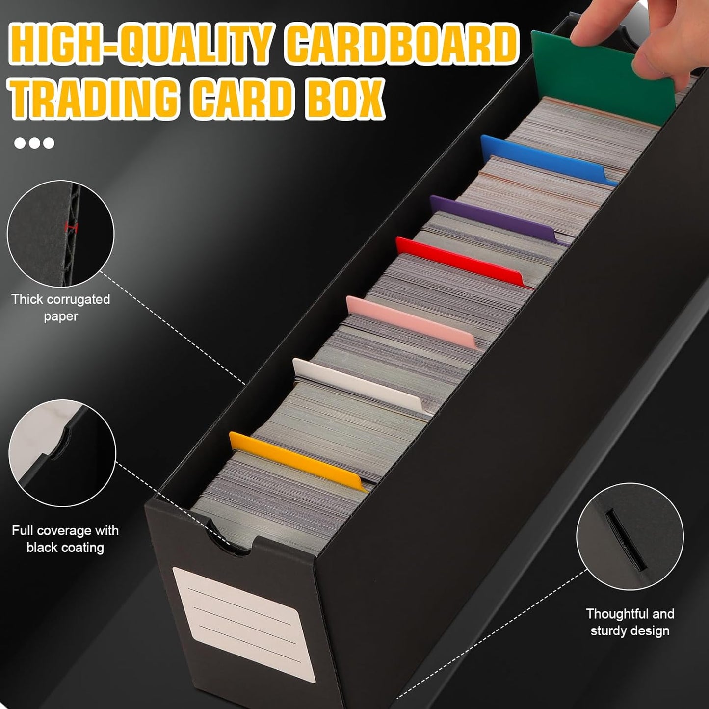 Trading Card Storage Box, Includes 18-600 CT Boxes & 60 Card Dividers, Trading Card Organizer for Collectible Card Games, for TCG, YGO, MTG, PTCG, Baseball Cards, with Labels & Tapes