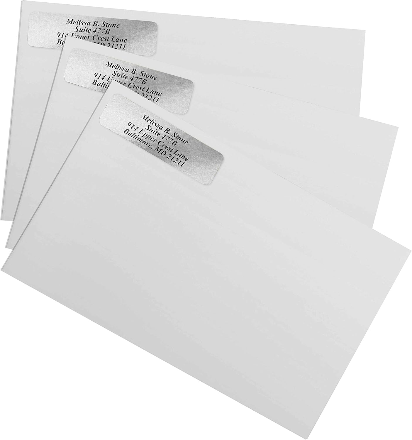 Silver Foil Personalized Return Address Labels Without Dispenser - Roll of 500 Custom Stickers - Lumora Desk