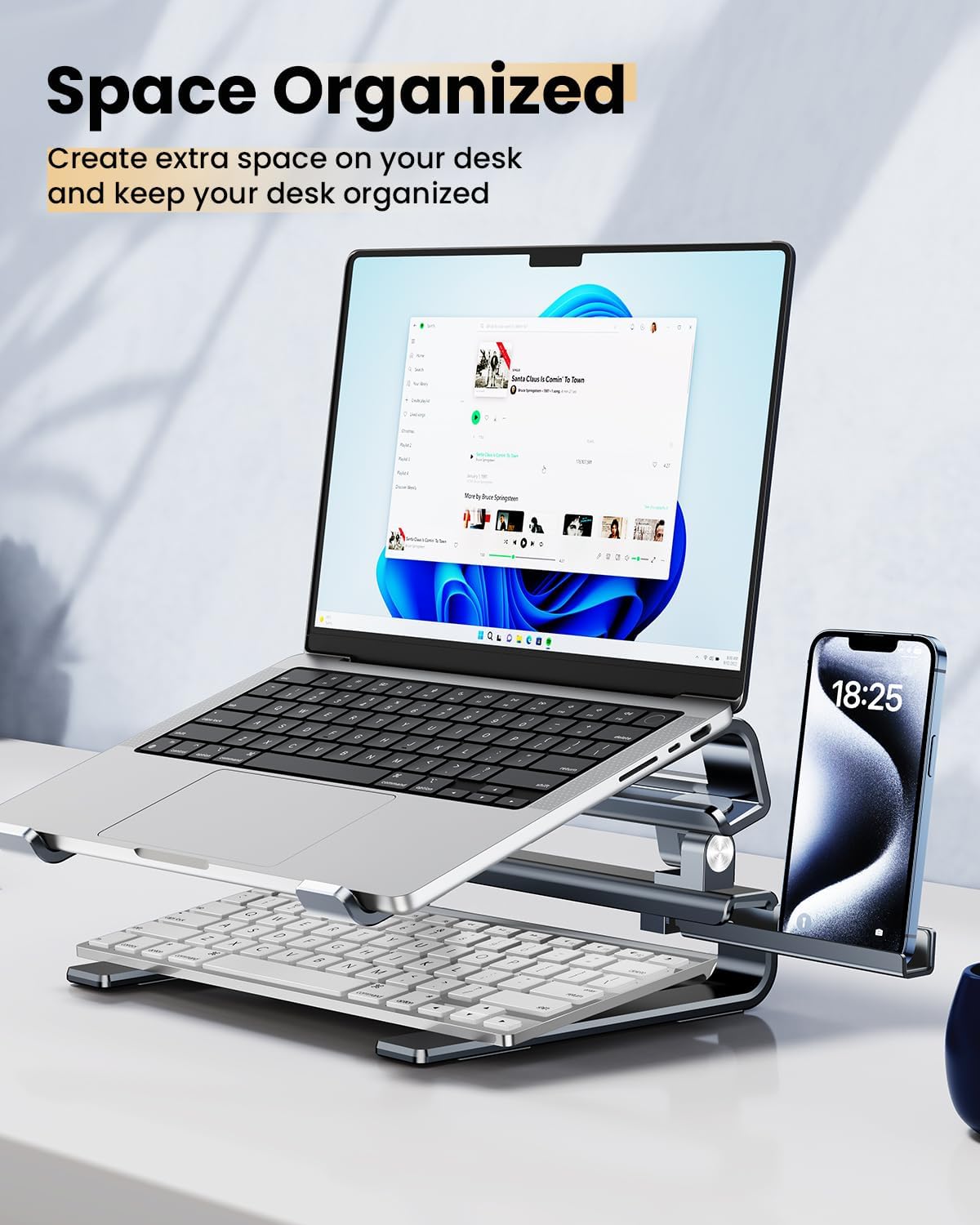 Aluminum Laptop Stand for Desk,Adjustable Computer Stand,Ergonomic Notebook Riser,Portable Ventilated Cooling Laptop Holder,Compatible with MacBook and All 10-16in Laptops