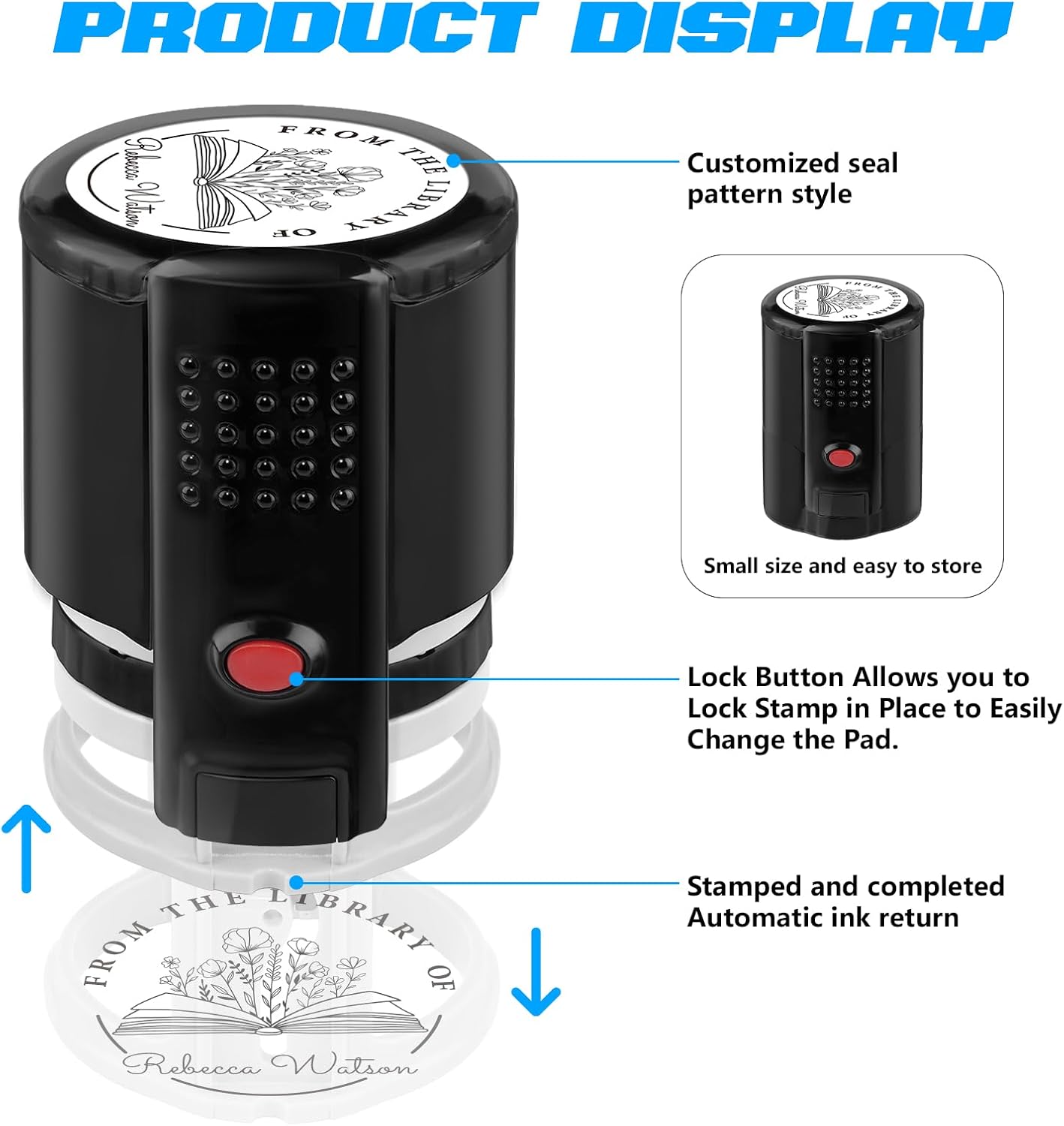 Custom Self-Inking Stamps | Personalized Book Stamp Gift for Book Lovers | 5 Ink Colors (Style01)