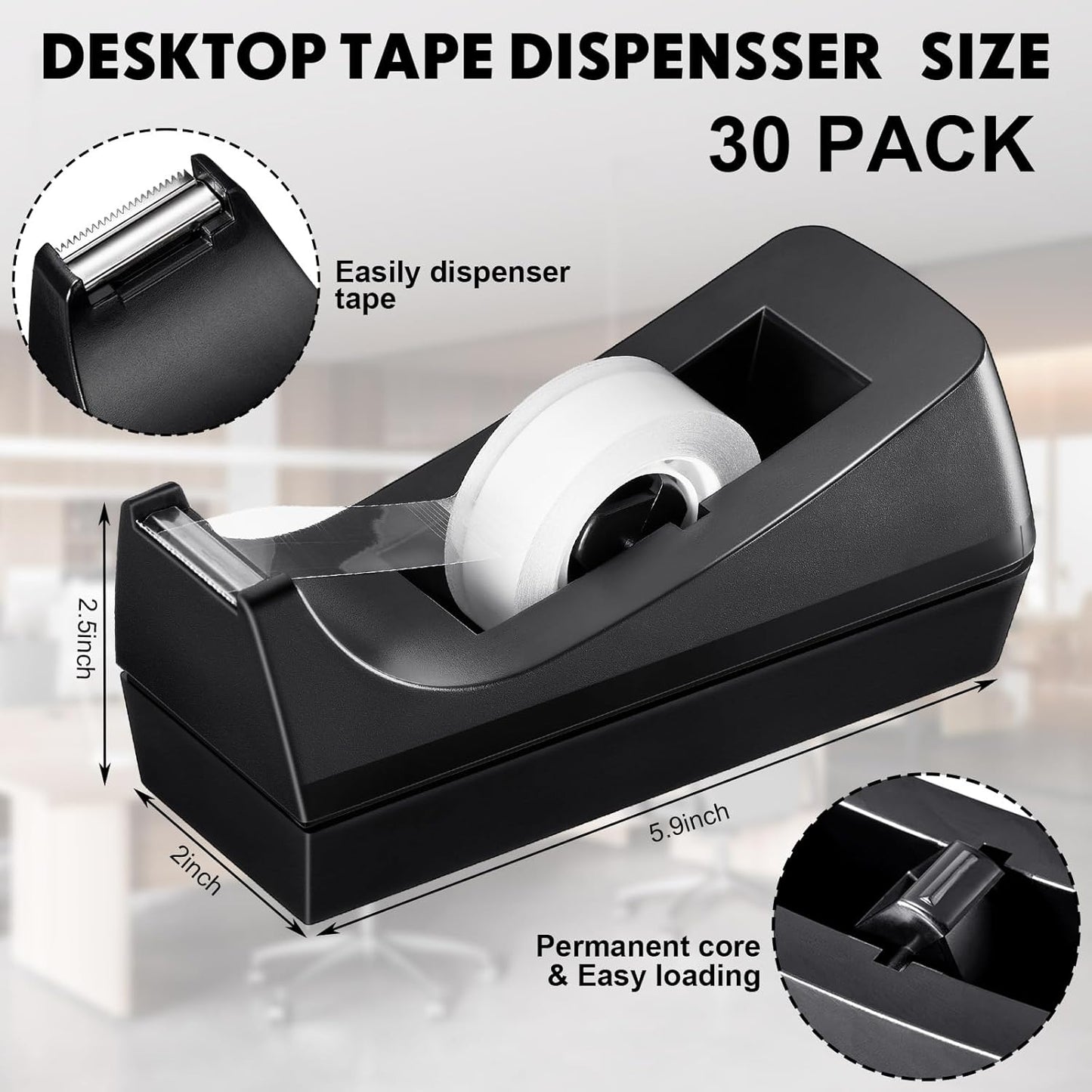 Colarr 30 Pack Desktop Tape Dispenser Non Skid Base Tape Dispensers Desk Tape Dispenser Tape Roll Dispenser for Office Home, Tape Not Included - Lumora Desk