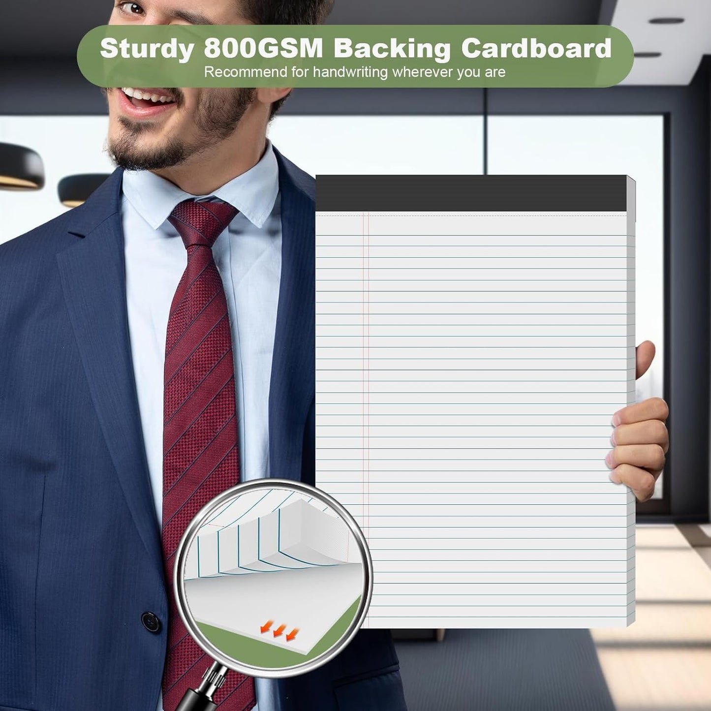 Note Pads 8.5 x 11.75 Writing Pads, 10 Pack, Double-Side Printed Lined Paper Pads Narrow Ruled White Legal Pads, 8.5x11.75 Line Note Pads, 30 Sheets Per Note Pad, Legal Notepads for Work/School/Office