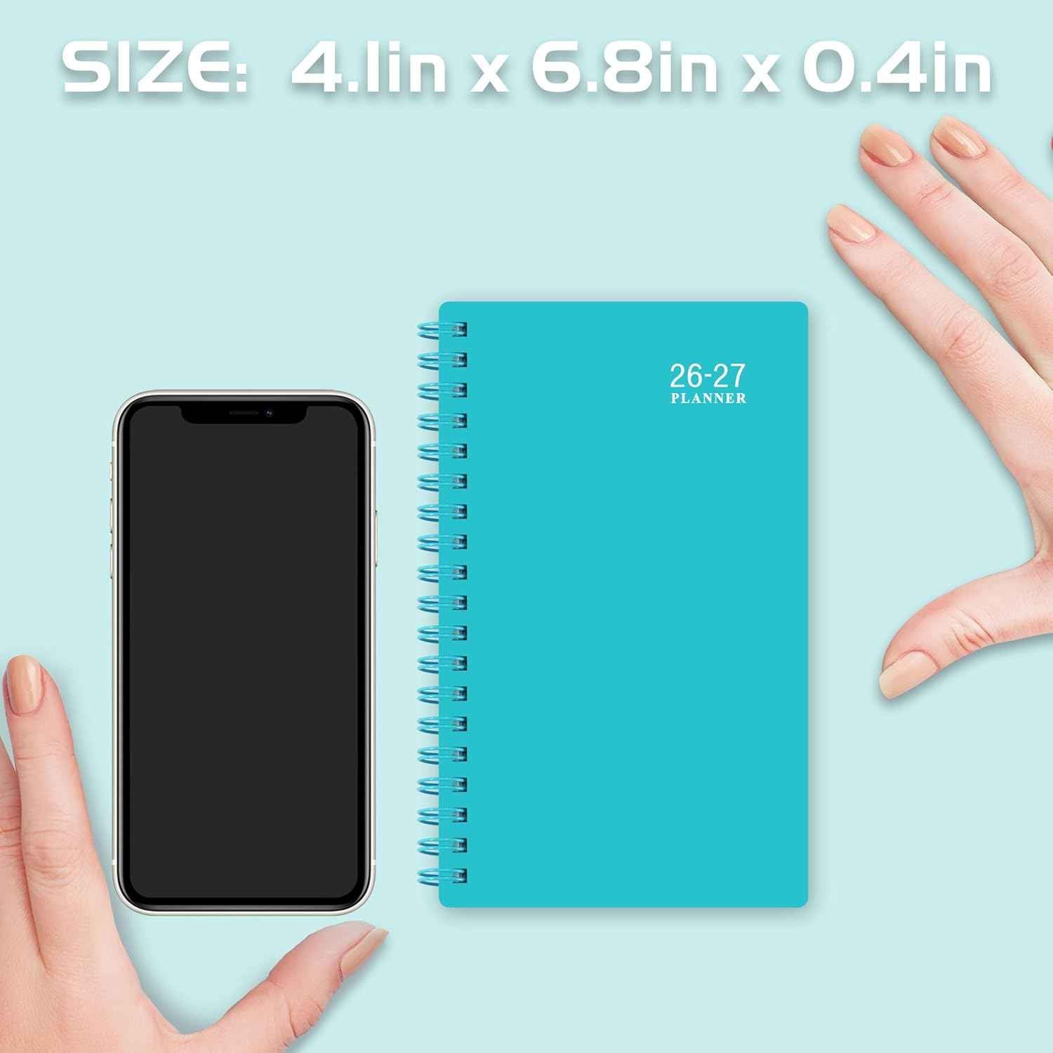 2026-2027 Pocket Calendar/Planner - Weekly & Monthly Pocket Planner for Purse, Jul. 2026 - Jun. 2027, 6.8" x 4.1", Strong Twin - Wire Binding, Plastic Cover