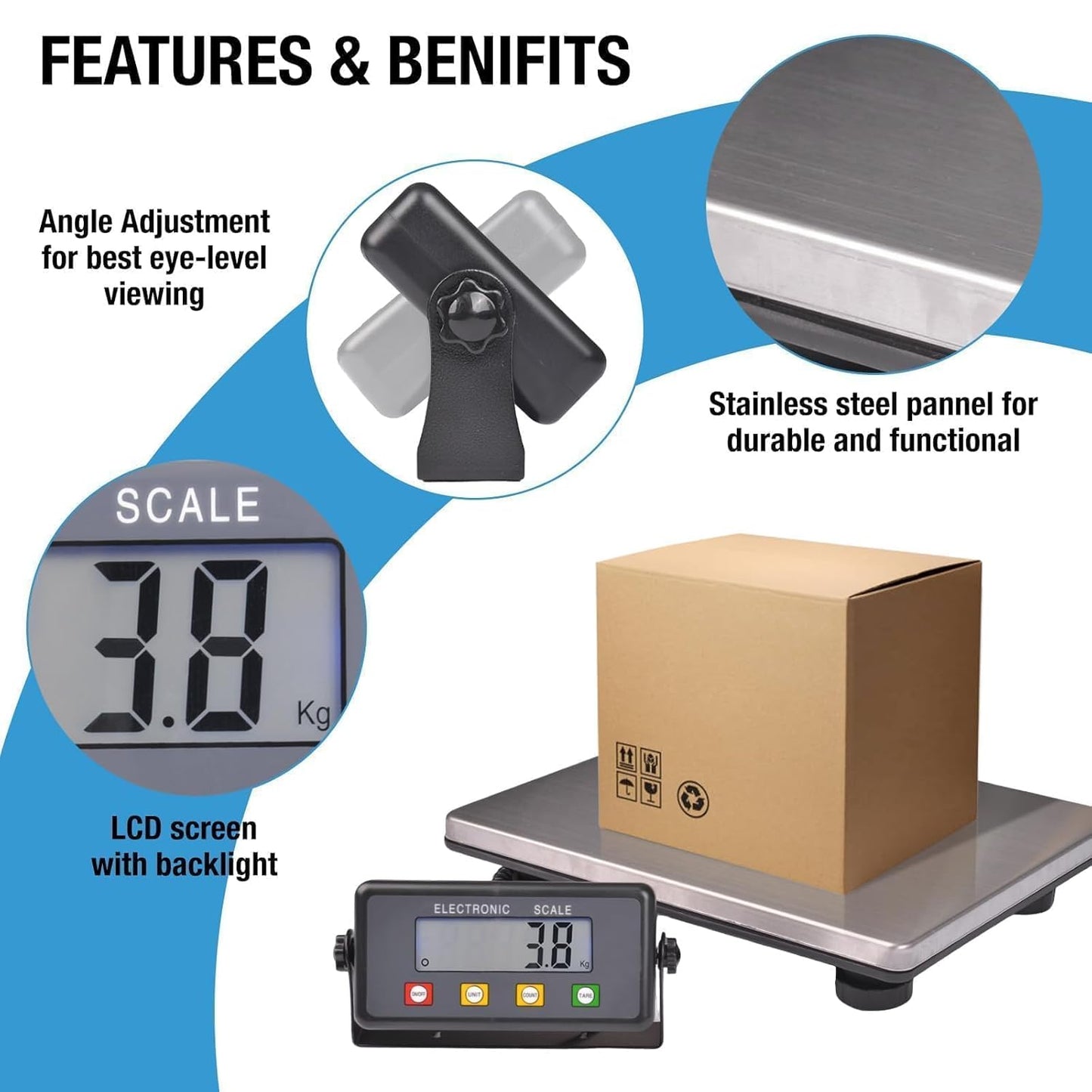 SurmountWay Large Shipping Scale, 440lb/0.35oz Digital Postal Scale with Tare/Count/Auto-Off Function, High Accurate Shipping Scale for Packages,Small Business,Luggage,Warehouse,Home (15.3"x11.8") - Lumora Desk