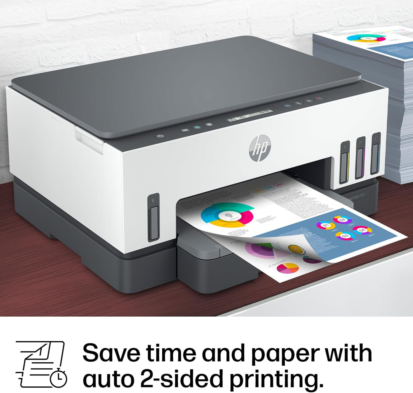 HP Smart Tank 7001 Wireless All-in-One Ink Tank Printer, Scanner, Copier with 2 Years of Ink Included, Best-for-Home Office, Cartridge-Free Refillable, AI-Enabled (28B49A)
