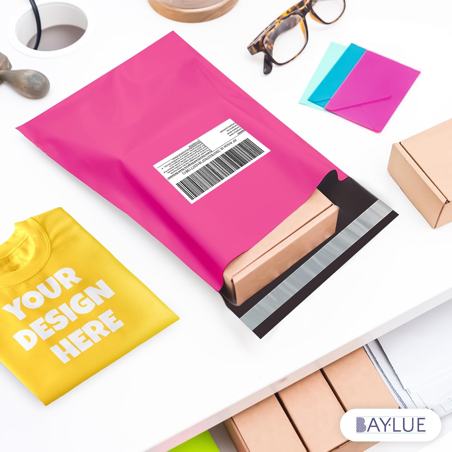 Hot pink Large Poly Mailers 19x24 Inch | Strong Adhesive Self-Seal Mailer Bags | Tear, Tamper, Water Resistant Shipping Envelopes Thick Strong polymailer Bags XL Clothing Shipping Bags | 100 Pcs Bulk - Lumora Desk