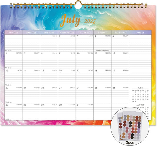 Lbylyhxc Calendar 2026 - 18 Monthly Wall Calendar 2025-2026 from July 2025 to December 2026, 14.8 x 11.5 Inches.Thick Paper includes major holidays and dedicated space for notes and important dates (Calendar 2025-2026 rainbow)