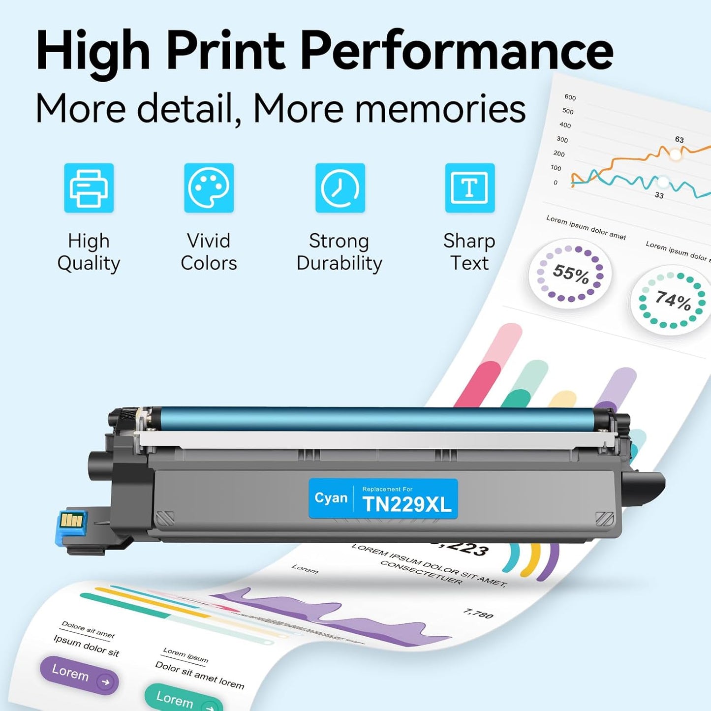 LEMERO UEXPECT TN229XL TN229 High Yield Toner Compatible Replacement for Brother TN229XL TN229 Toner Cartridges for HL-L3280CDW MFC-L3780CDW MFC-L3720CDW Printer, TN229XLBK/C/M/Y-5 Pack