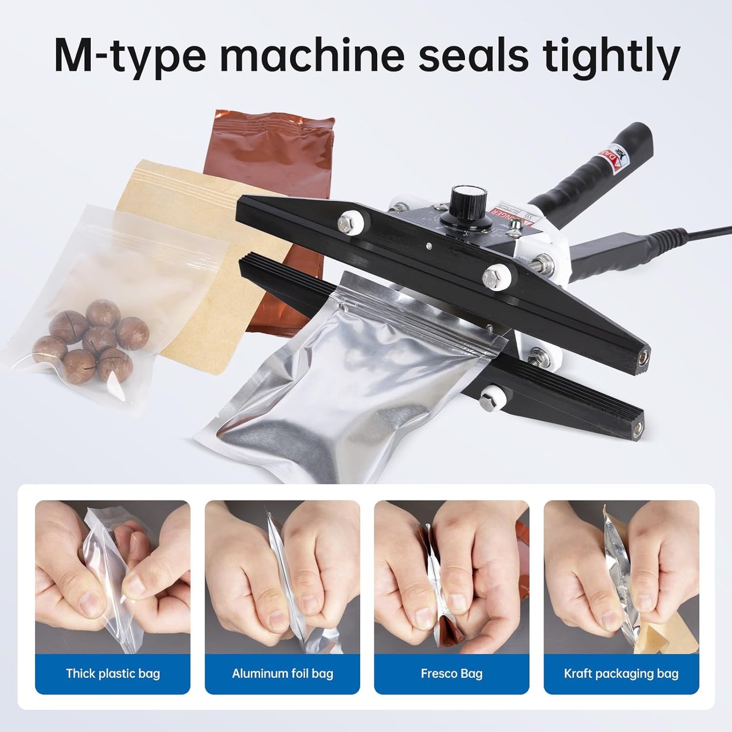 Portable Hand Held Heat Sealer Machine-R-PACK FKR-200, 8 Inches, For Foil Bag, Kraft Bag, Mylar Bag