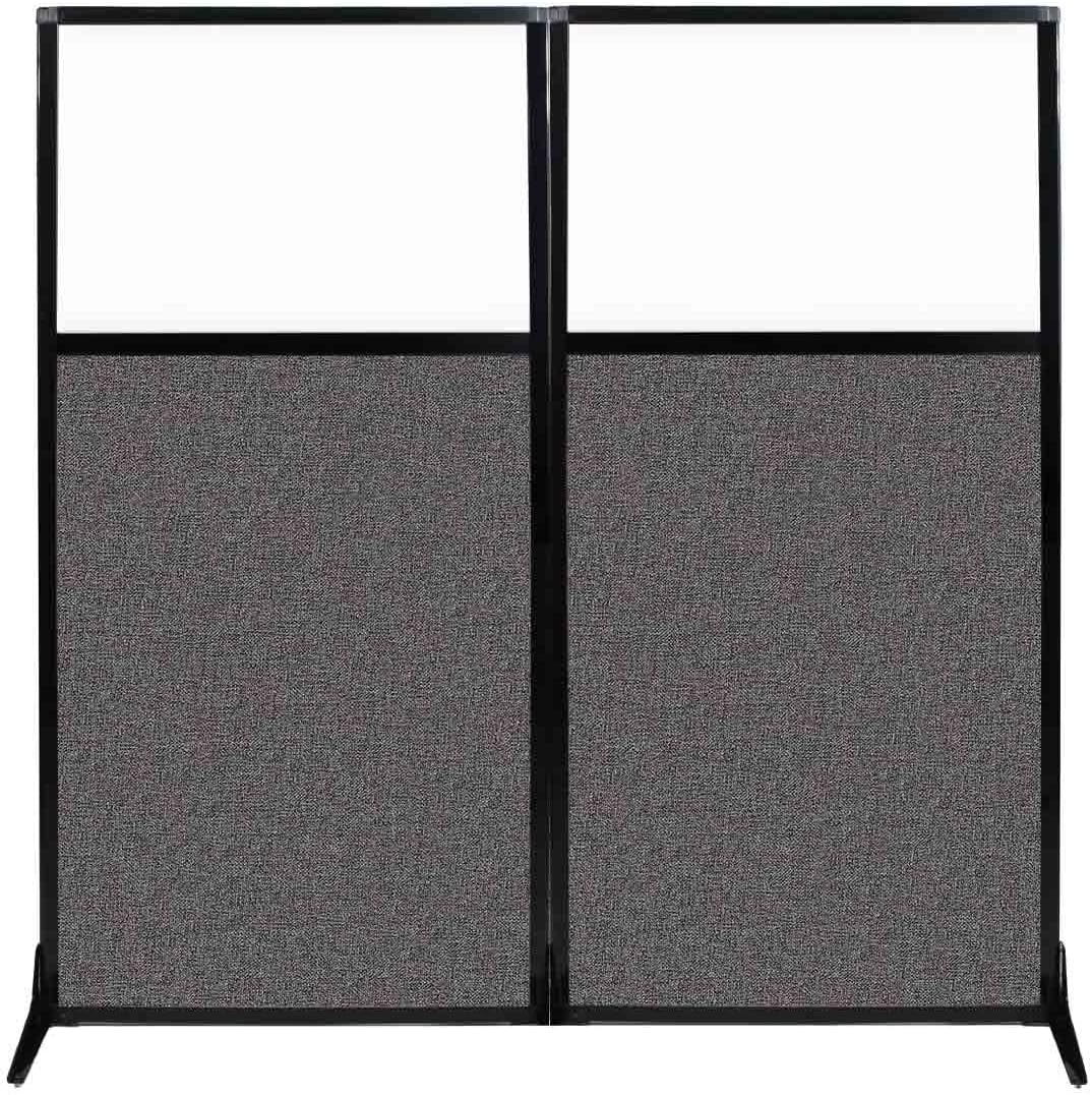 Versare Workstation Partition | Portable Wall Divider | Modern Office Cubicle | Free Standing Privacy Screen | Flexible Work Space | 66" x 70" W/Window, Charcoal Gray Fabric Panels