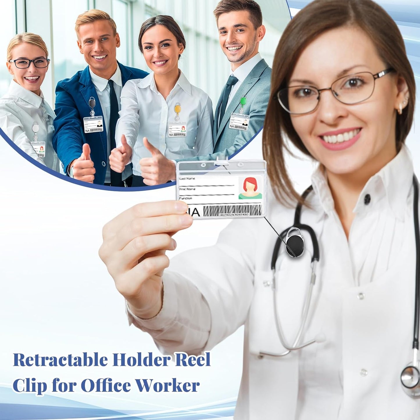 Laumoi 90 Packs Retractable ID Badge Holder Name ID Badge Reel Clips Keychain with Belt Clip and Key Ring for Office Worker Doctor Nurse Employee (Multicolor)