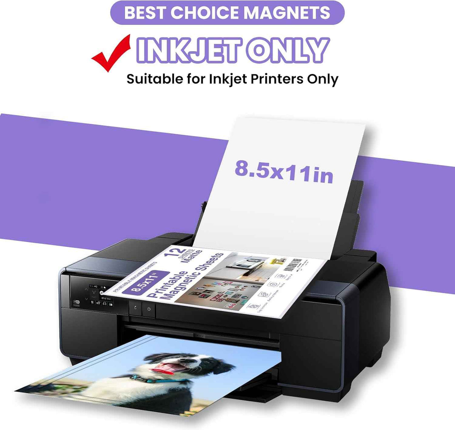 Printable Magnetic Sheets 8.5x11 Inches Matte Magnet Paper Sheet 24 Pcs Non Adhesive Magnetic Paper for Inkjet Printers, Flexible Magnet Photos for DIY Crafts