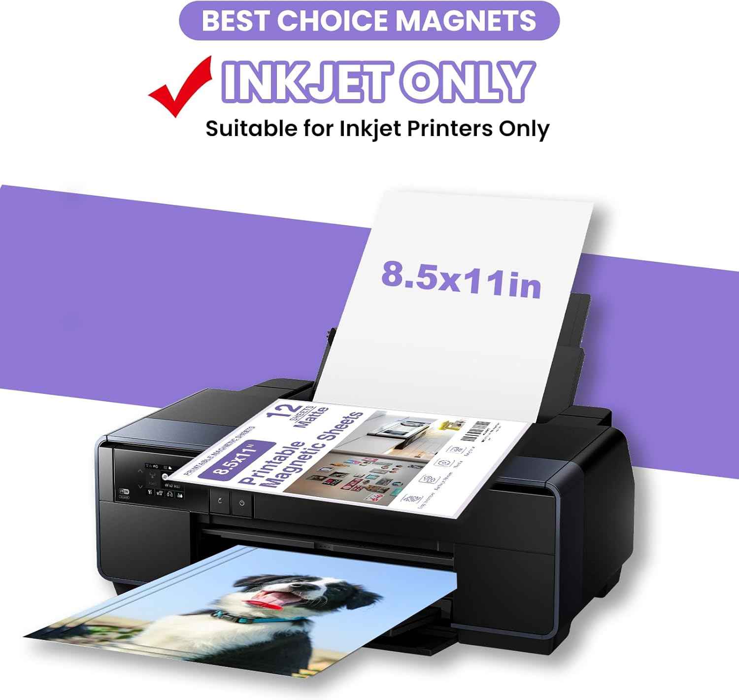 Printable Magnetic Sheets 8.5x11 Inches Matte Magnet Paper Sheet 24 Pcs Non Adhesive Magnetic Paper for Inkjet Printers, Flexible Magnet Photos for DIY Crafts