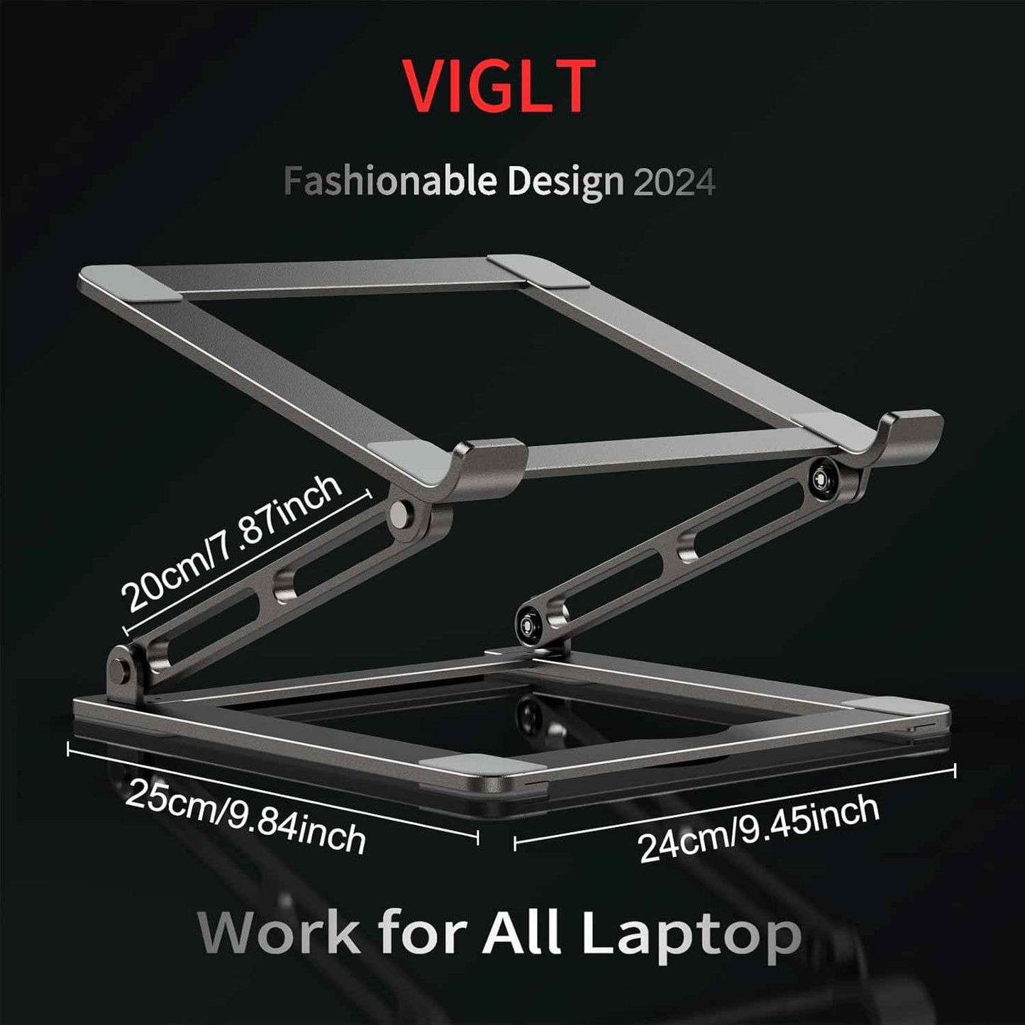 Laptop Stand for Desk - Adjustable Laptop Holder, Portable Laptop Riser with Multi-Angle Height Adjustable Computer Stand for MacBook Air/Pro and More Notebooks 10-17.3" - Grey