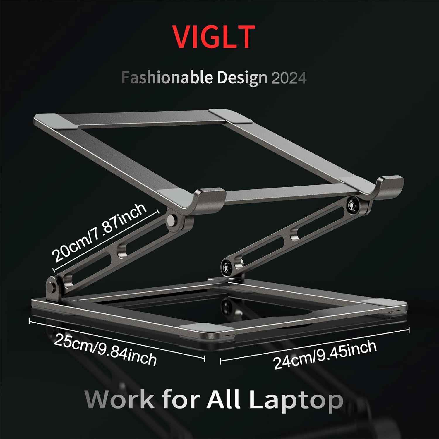 Laptop Stand for Desk - Adjustable Laptop Holder, Portable Laptop Riser with Multi-Angle Height Adjustable Computer Stand for MacBook Air/Pro and More Notebooks 10-17.3" - Grey
