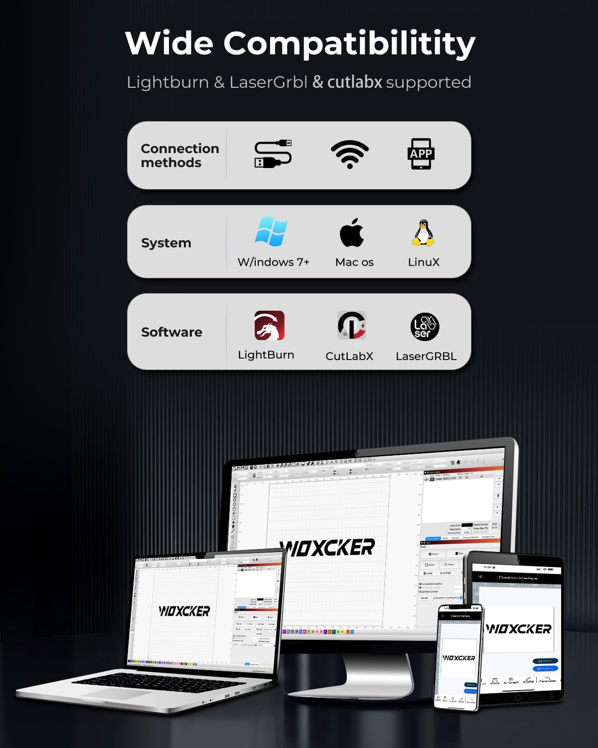 Laser Cutter and Engraver Machine, Woxcker L2 Mini 10W High-Precision No Need Installation for Metal, Wood, Acrylic, Leather, Glass Support Expansion Module (Class 1 Output Wattage: 10000 mW)