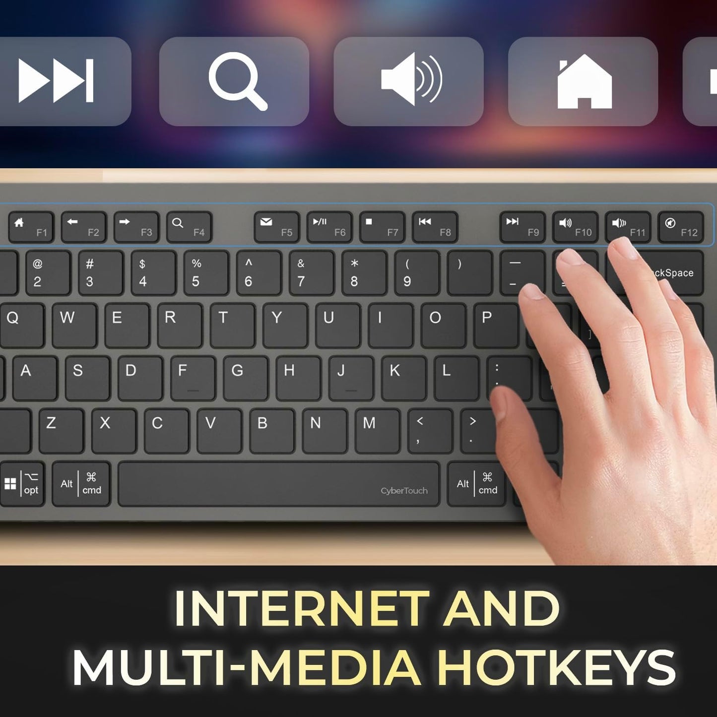 Adesso Wireless Scissor Switch Keyboard and Mouse Combo with Copilot AI Hotkey - Multi-OS Compatible for Mac, Quiet Switches, USB-A 2.4GHz Dongle